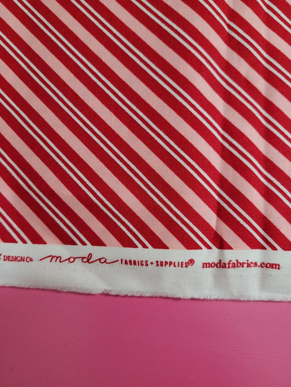 Once Upon A Christmas Moda Fabric Red White Pink Stripe Cotton #43166 (789/810)